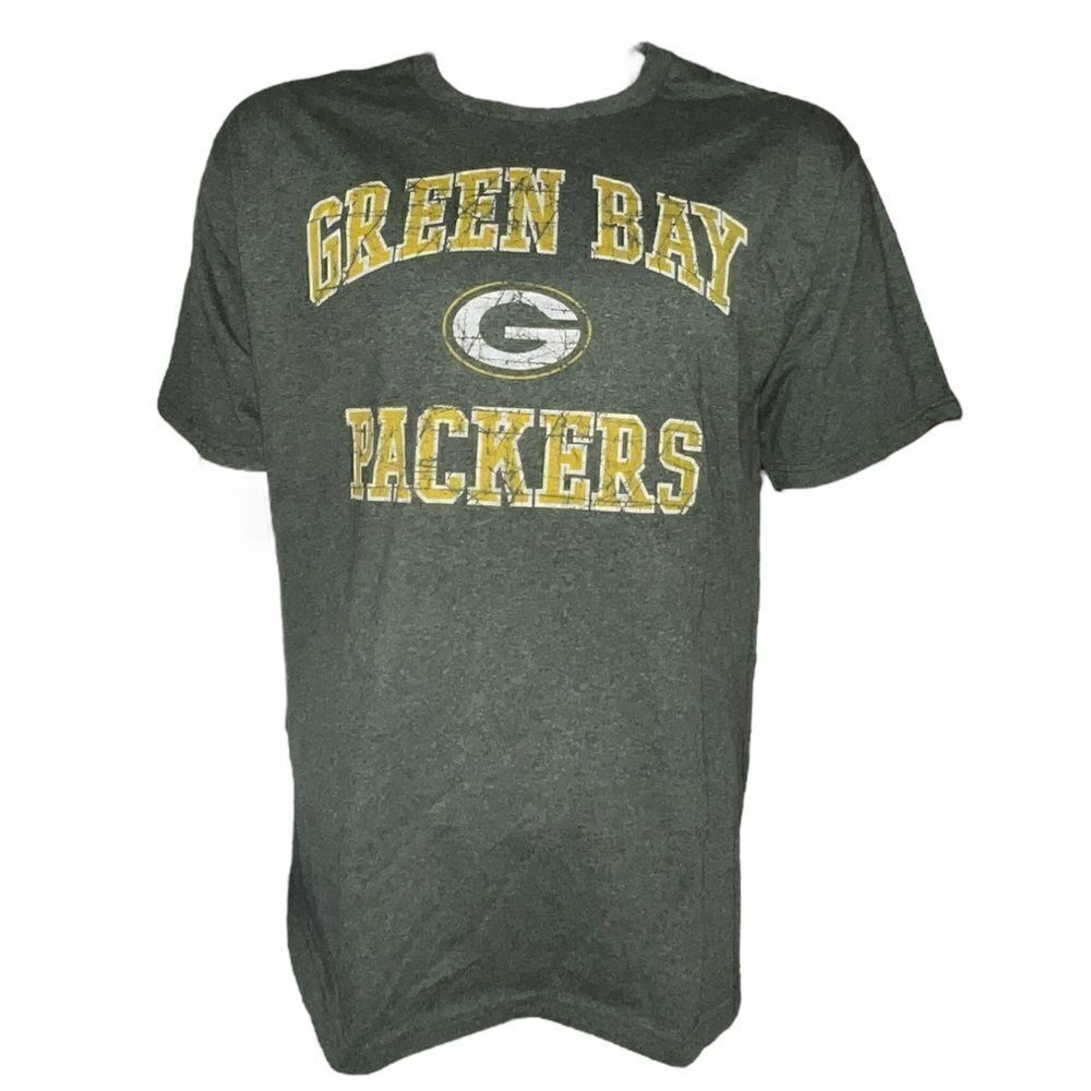NFL Green Bay Packers Mens Graphic T-Shirt Logo Yellow Large EUC